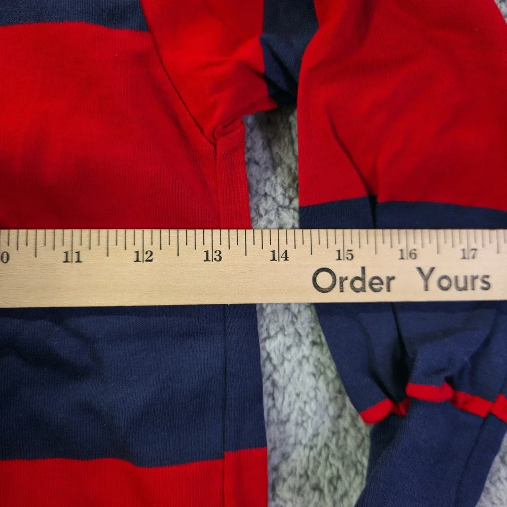 Donmoor Boys Red Navy Blue Striped Long Sleeve Rugby Shirt Size 6 NWT Vintage